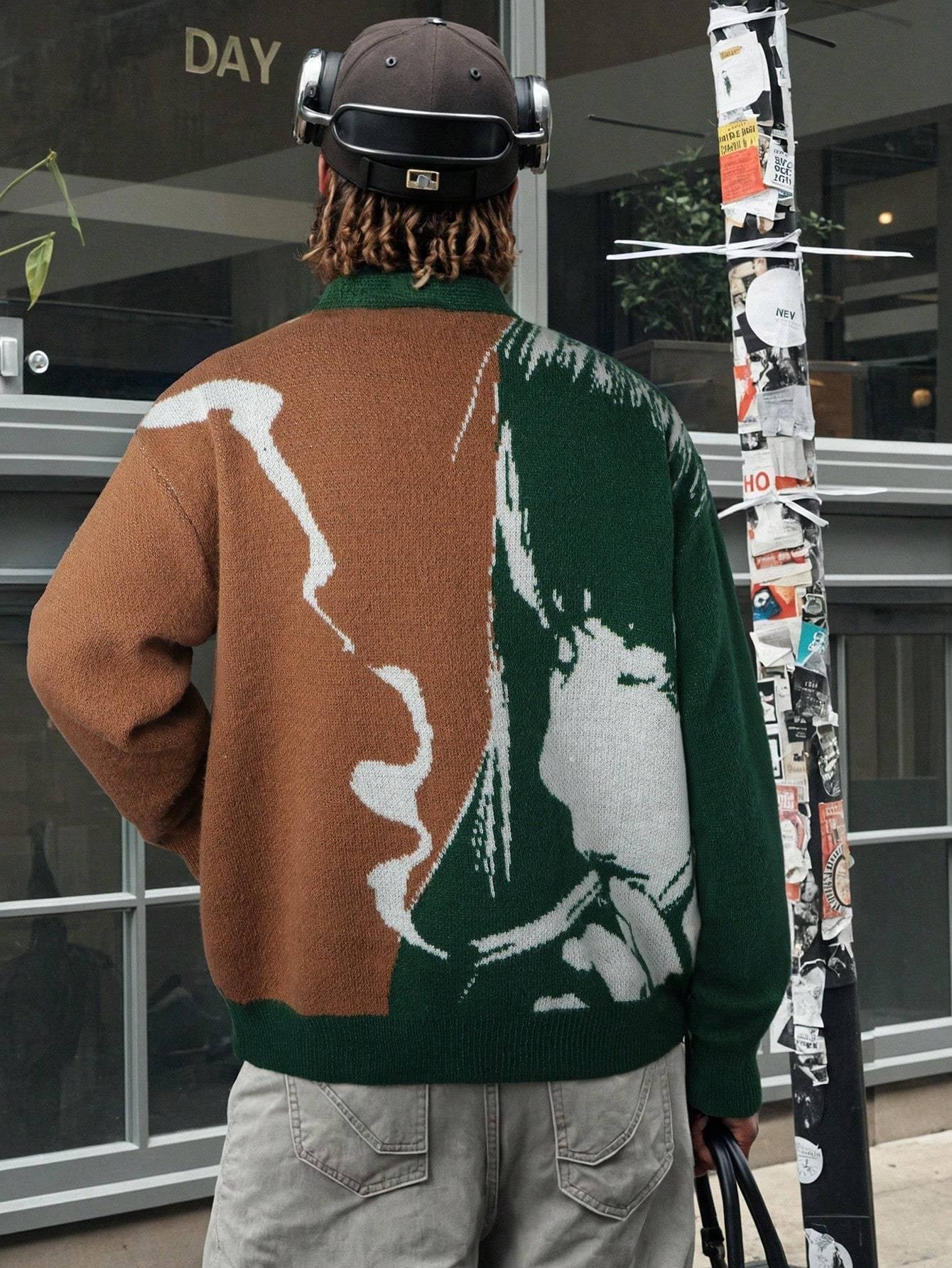 Dark New York Cartoon Cardigan