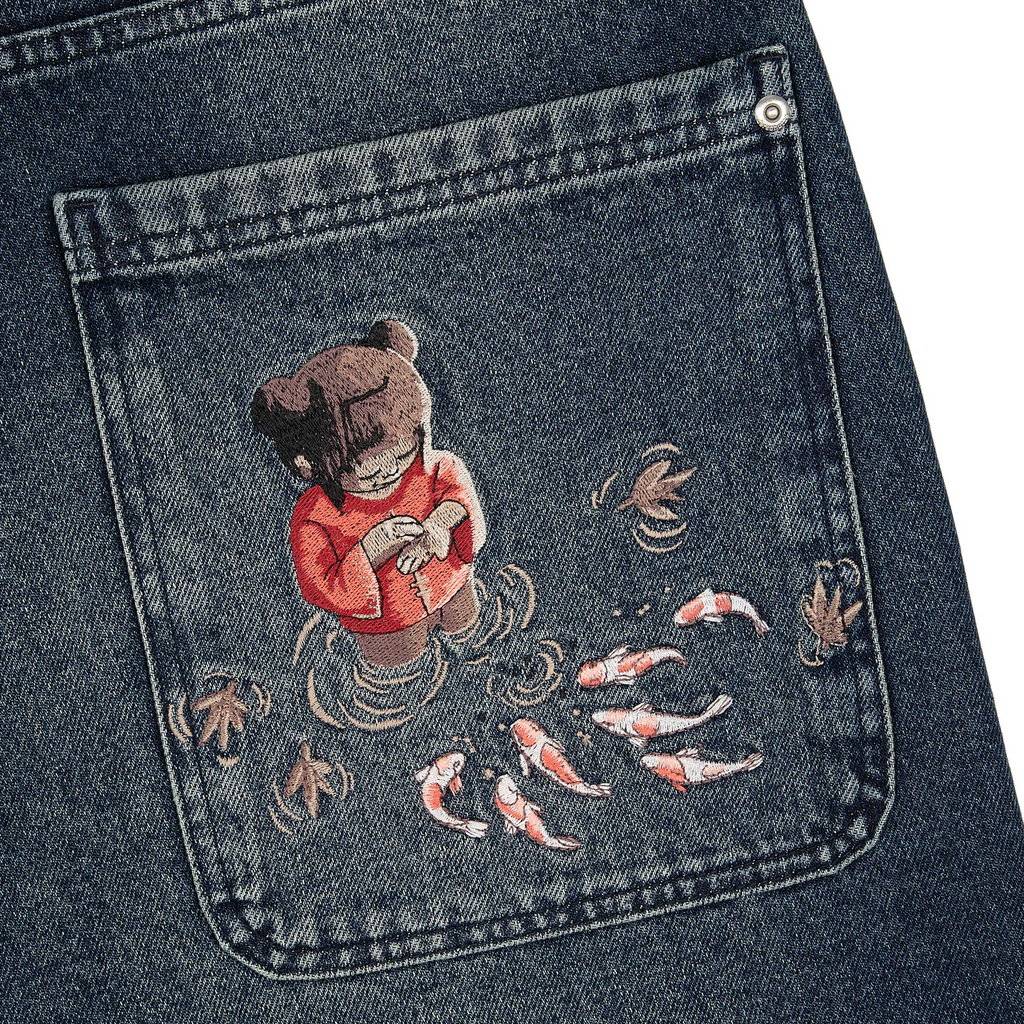 "Koi Fish v2" Jorts Washed Indigo