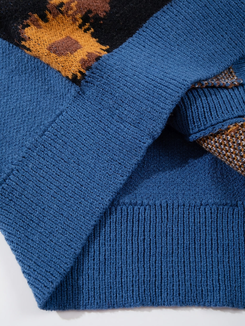Cardigan casual de malha larga com decote em V | Estampado de girassóis e casinhas, estilo pintura a óleo, detalhes de botões, manga comprida, coleção outono/inverno da ANDREILEE