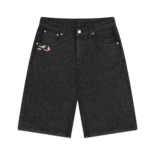 "Koi Fish V2" Jorts Raw Black