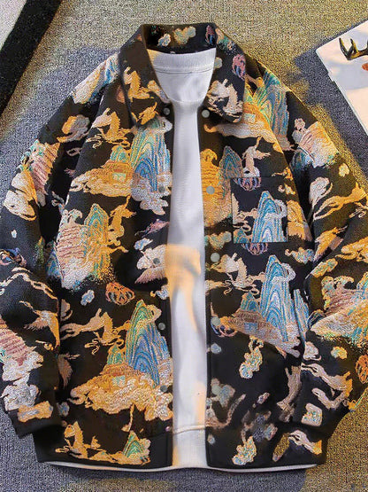 Casaco-Camisa de Urso de Homem Vintage Americano, Camisa Casual de Luxo da Moda para Outono