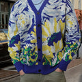 Nova camisola unissexo casual para homem e mulher, ideal para o dia a dia, com um estampado abstrato de pintura a óleo de Van Gogh e um design de casaco de malha de mangas compridas em malha.