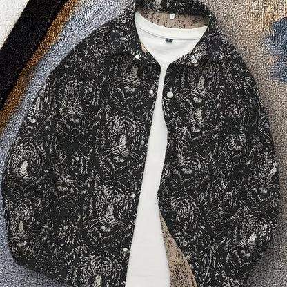 Casaco-Camisa de Urso de Homem Vintage Americano, Camisa Casual de Luxo da Moda para Outono
