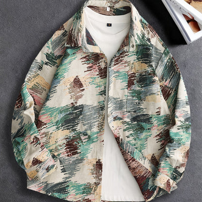 Casaco-Camisa de Urso de Homem Vintage Americano, Camisa Casual de Luxo da Moda para Outono