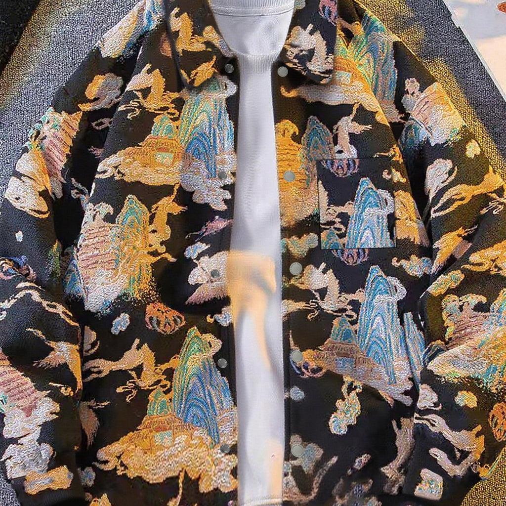 Veste Chemise Homme Vintage Américaine Ours Tissé, Chemise Décontractée Tendance Haut de Gamme pour l'Automne