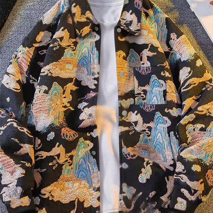 Casaco-Camisa de Urso de Homem Vintage Americano, Camisa Casual de Luxo da Moda para Outono
