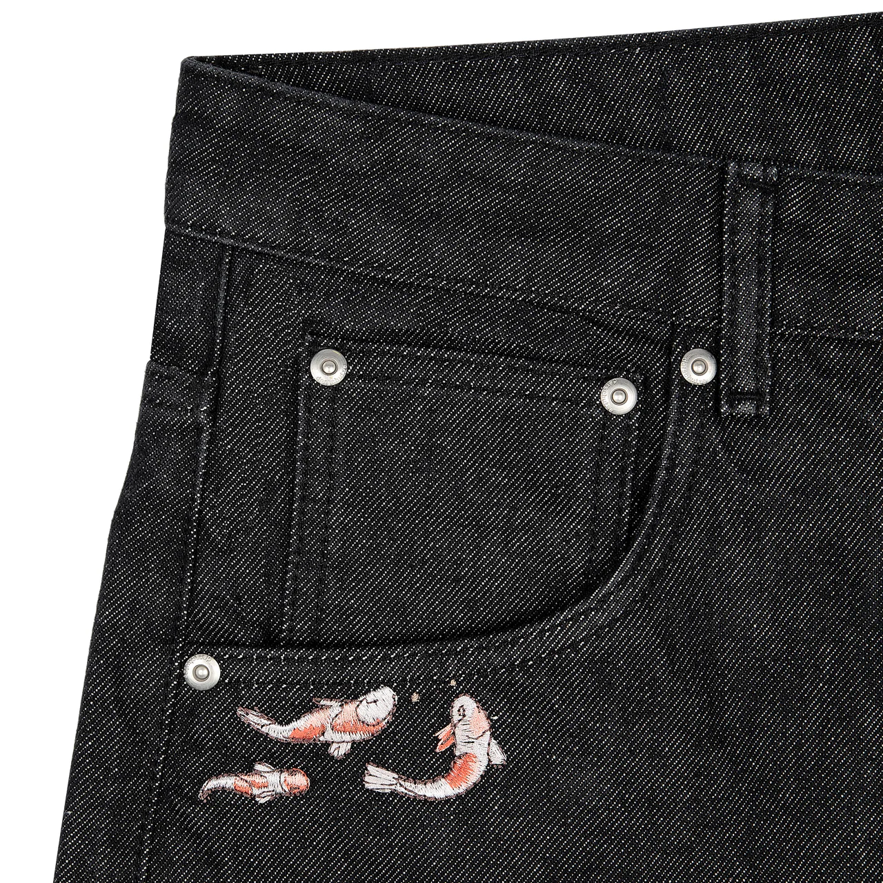 "Koi Fish V2" Jorts Raw Black