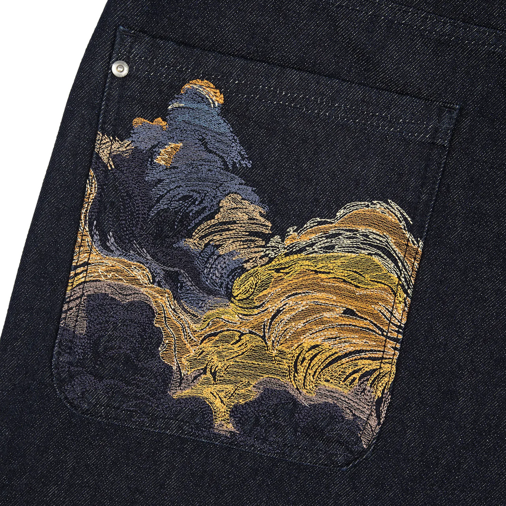 "Whales V2" Raw Denim Jorts
