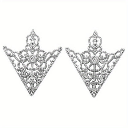 Lot de 2 pinces triangulaires rétro à motif ajouré, accessoires de mode raffinés pour costumes et chemises homme et femme