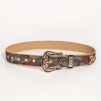 Ensemble 3 pièces style western sculpté avec chemise boutonnée à motif floral et broderie en maille, en denim pour femme, idéal pour les sorties quotidiennes et les robes de soirée, à porter avec une ceinture pour homme