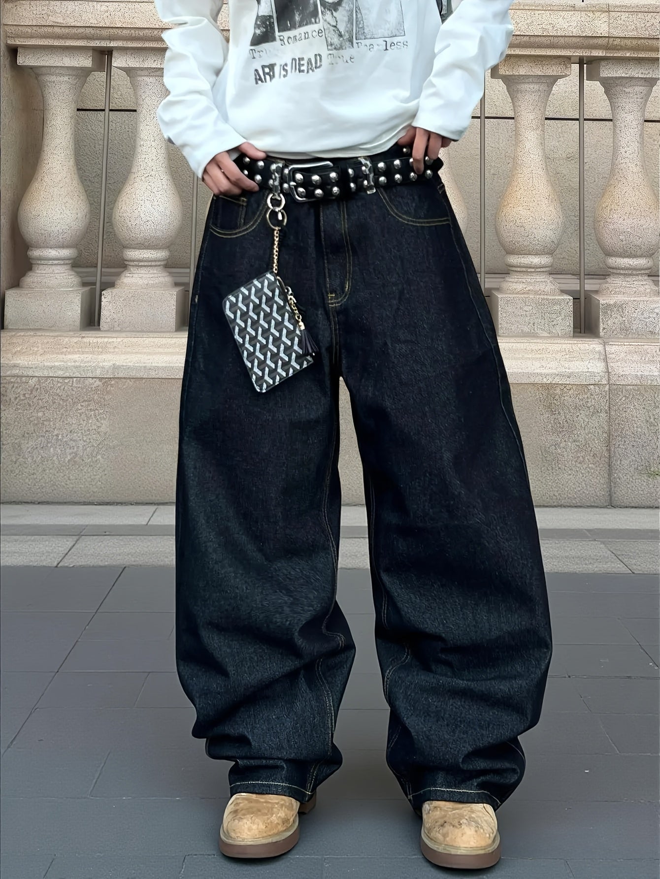 Dark Leopard Wide Denim