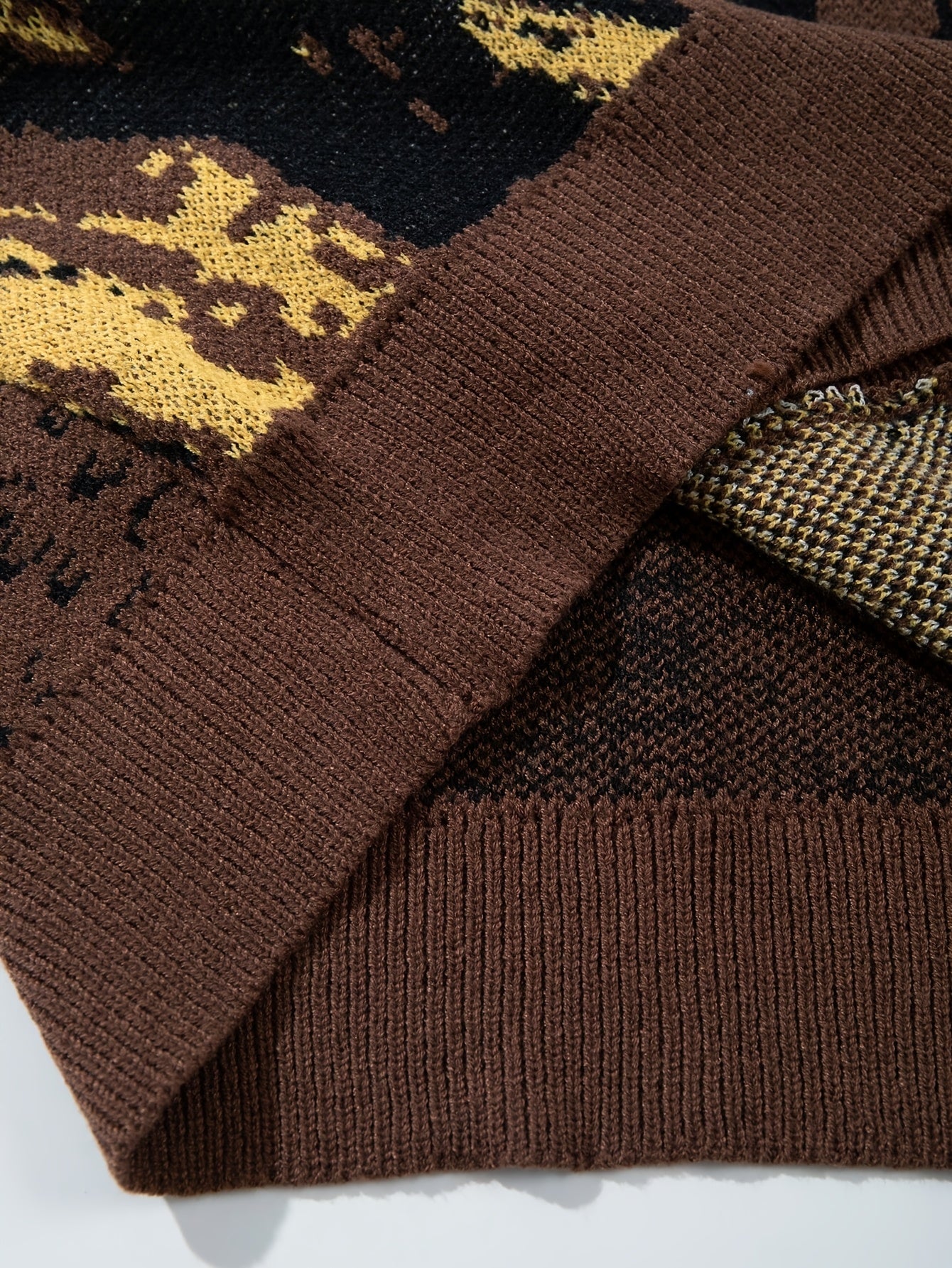 Cardigan masculino casual de malha larga com estampado vintage da Mona Lisa | Decote em V, manga comprida, outono/inverno, ANDREILEE