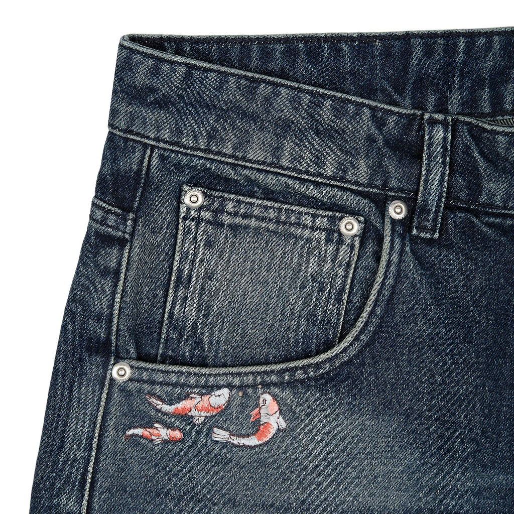 "Koi Fish v2" Jorts Washed Indigo