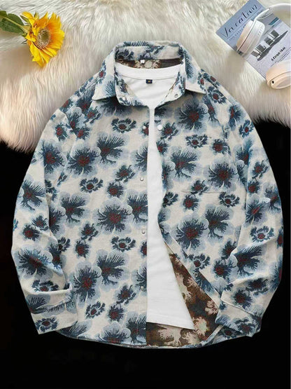 Casaco-Camisa de Urso de Homem Vintage Americano, Camisa Casual de Luxo da Moda para Outono