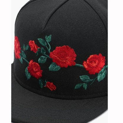 Boné snapback PANGKB Brand MI CASA CAP com estampado floral preto, estilo hip hop, para homem e mulher adulto, ideal para uso casual ao ar livre, em cor osso.