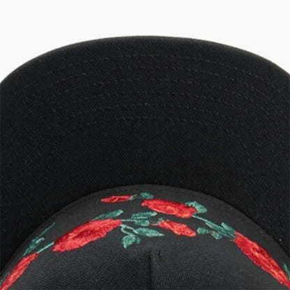 Boné snapback PANGKB Brand MI CASA CAP com estampado floral preto, estilo hip hop, para homem e mulher adulto, ideal para uso casual ao ar livre, em cor osso.