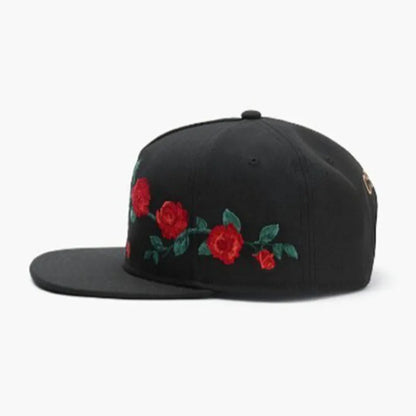Boné snapback PANGKB Brand MI CASA CAP com estampado floral preto, estilo hip hop, para homem e mulher adulto, ideal para uso casual ao ar livre, em cor osso.