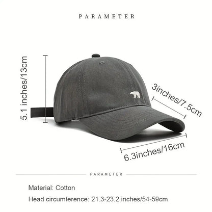 Bear Embroidered Baseball Cap