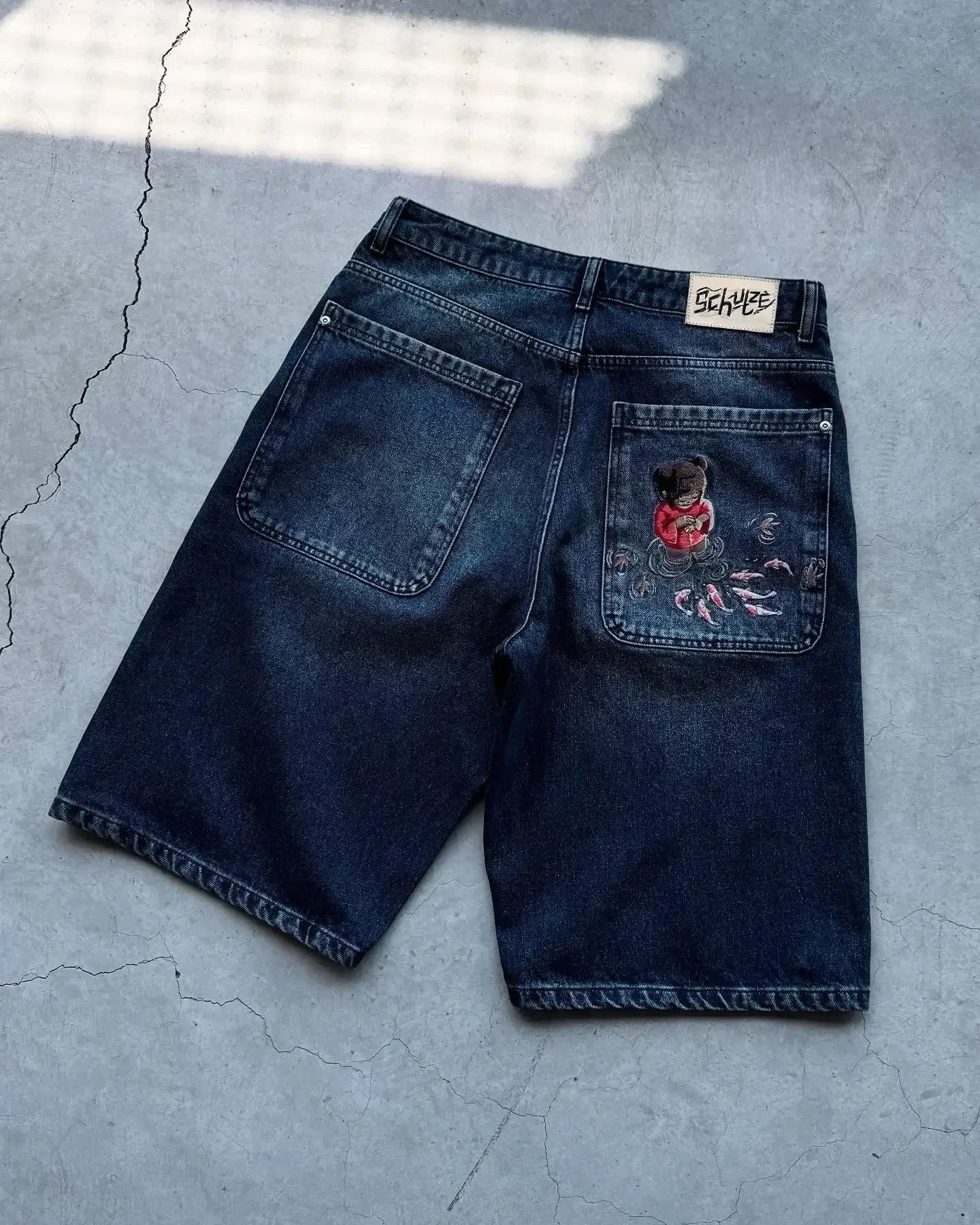 "Koi Fish v2" Jorts Washed Indigo