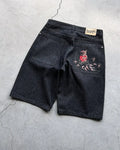 "Koi Fish V2" Jorts Raw Black