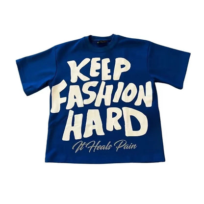 T-shirt Imprimé Graphique Col Rond Pur Coton High Street Nouveau Femme Tendance Marque Ample Décontracté Couple Américain Harajuku Y2k