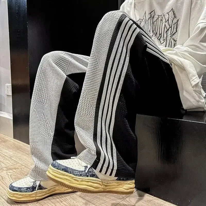 Striped Straight-Leg Sweatpants