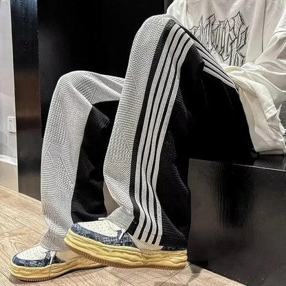 Striped Straight-Leg Sweatpants
