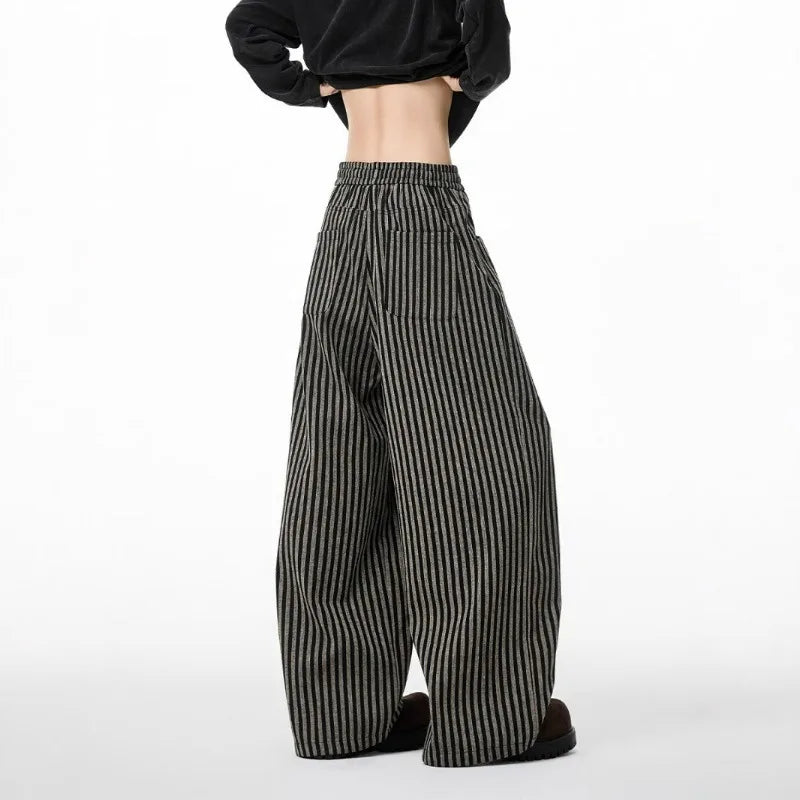 Vintage Stripe Wide-Leg Trousers