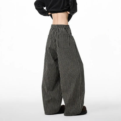 Vintage Stripe Wide-Leg Trousers
