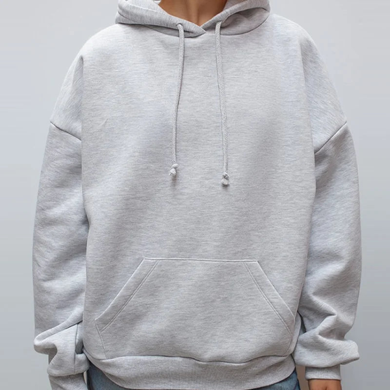 Conjunto de mulher com sweatshirt com capuz e calças compridas, modelo Free Wing, de cor lisa, novidade da moda streetwear casual 2026.