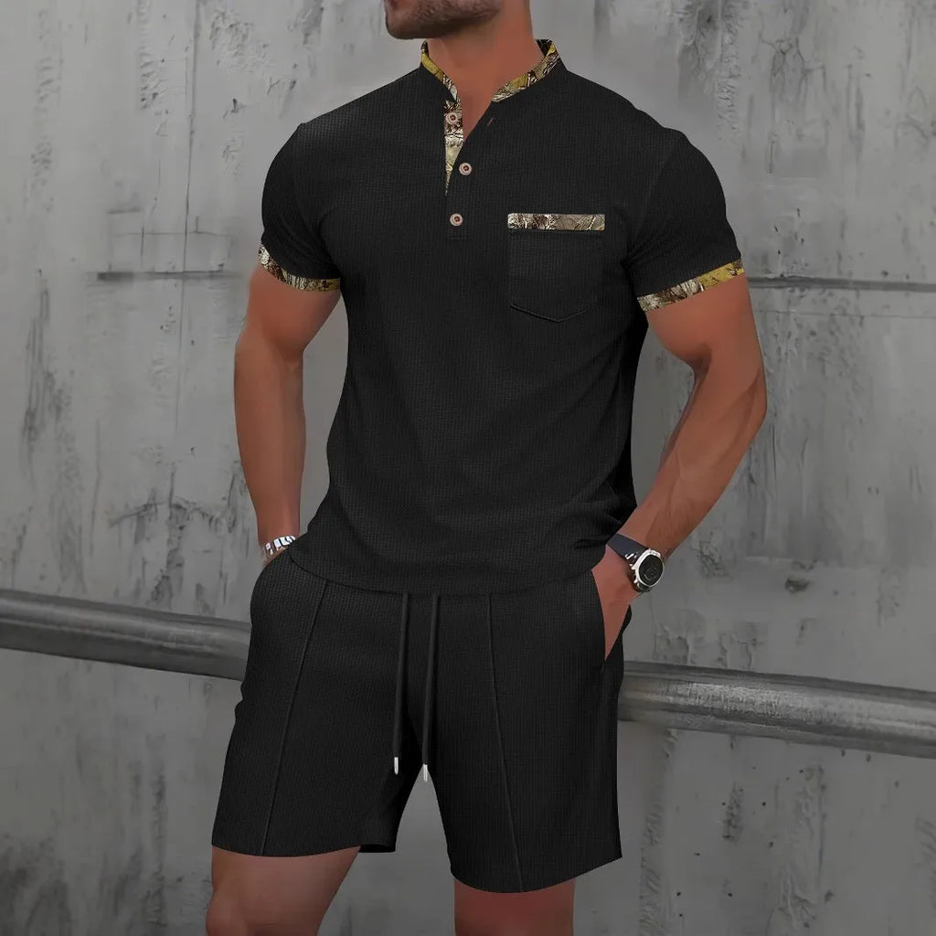 Waffle Zip-Up Polo