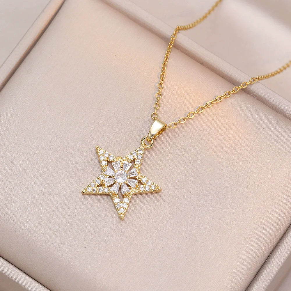 Colar Judaico Magen Estrela de David Prata Mulheres Cristal Israel Joalharia Judaica Hebraica Aço Inoxidável Hanukkah Pendentes