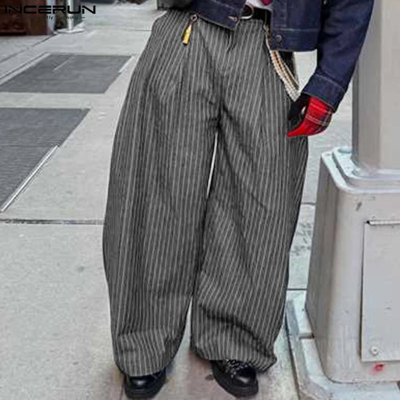 Striped Wide-Leg Joggers