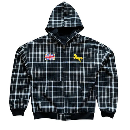 Sweat à capuche rayé automne-hiver 2025, style streetwear Y2K, broderie drapeau national, coupe ample