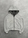 Casaco com capuz oversized estilo gótico Harajuku unissexo para outono/inverno, com estampado de leopardo retro casual, fecho, corte solto e personalizável.