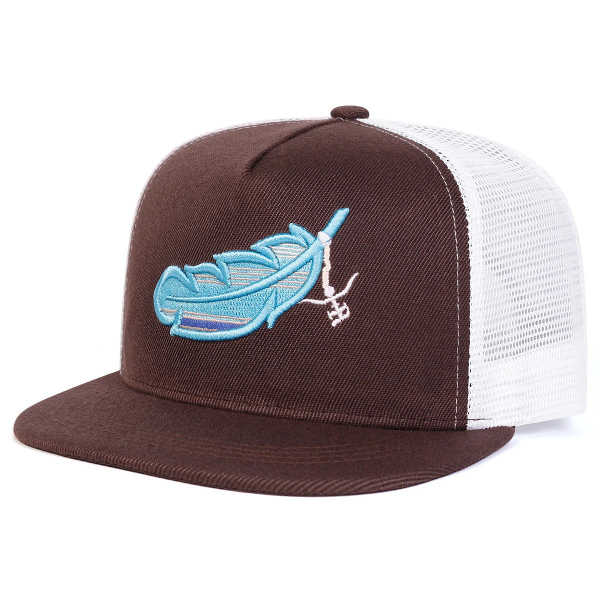 Chapéus de Rede Hip-hop com Bordados de Penas Coloridas Unissexo Primavera Verão Exterior Ajustável Casual Bonés de Basebol Chapéu de Sol
