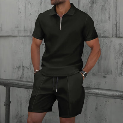 Waffle Zip-Up Polo