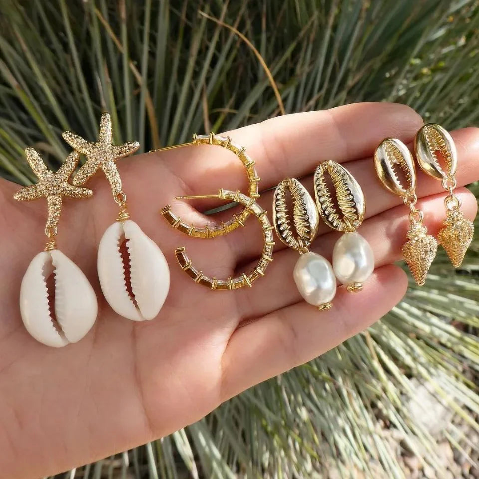 Shell & Pearl Earring Set