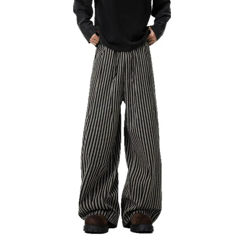 Vintage Stripe Wide-Leg Trousers
