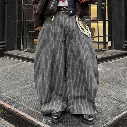 Striped Wide-Leg Joggers