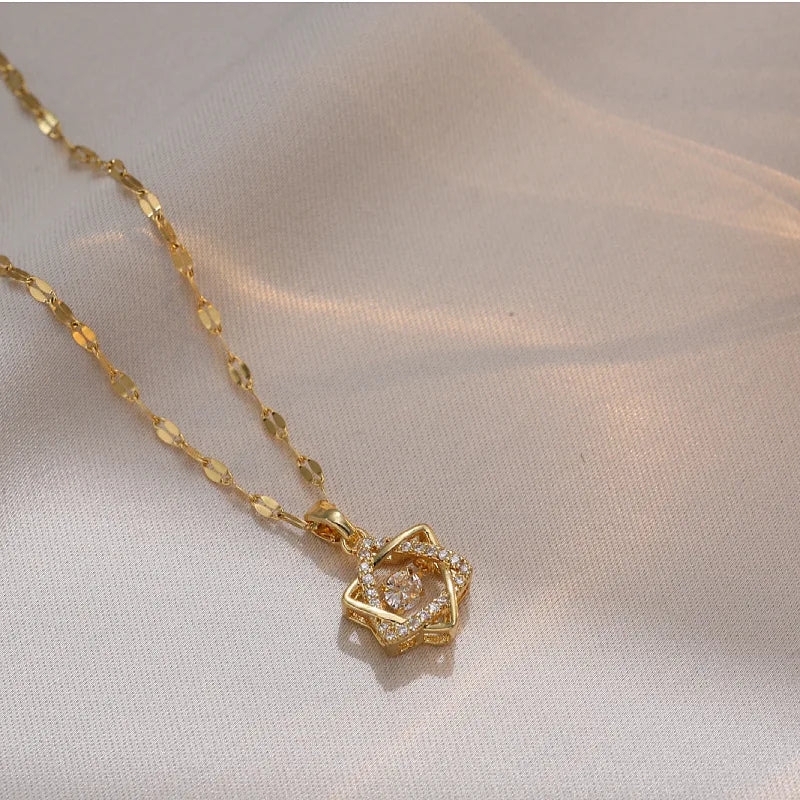 Colar Judaico Magen Estrela de David Prata Mulheres Cristal Israel Joalharia Judaica Hebraica Aço Inoxidável Hanukkah Pendentes