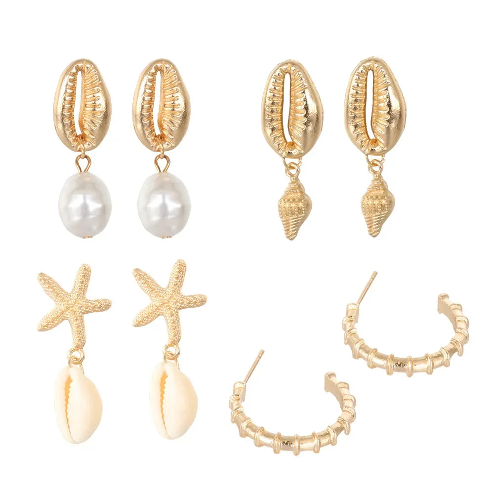 Shell & Pearl Earring Set