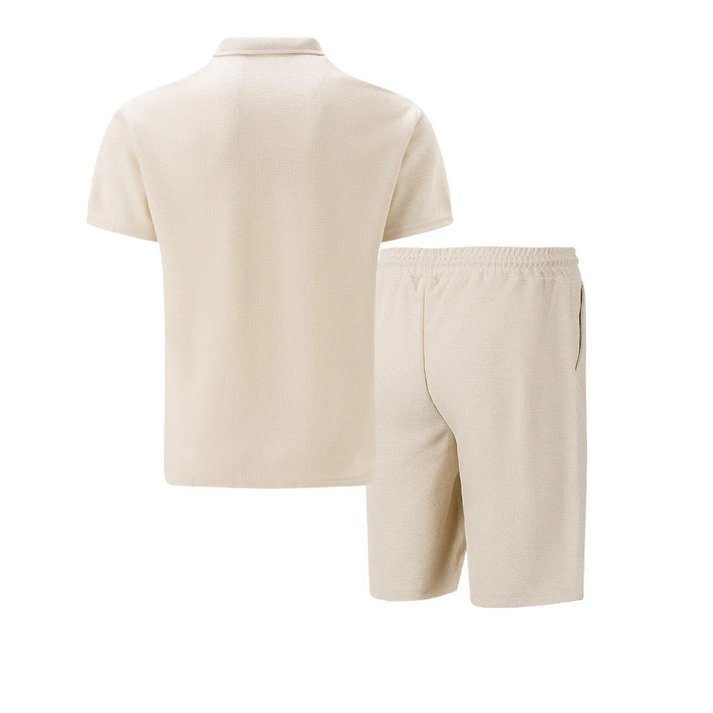 Waffle Zip-Up Polo