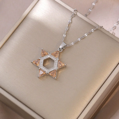 Collier en argent sterling avec pendentif étoile de David, pour femme, avec cristaux mobiles, bijoux hébraïques israéliens, en acier inoxydable, pendentifs Hanouka