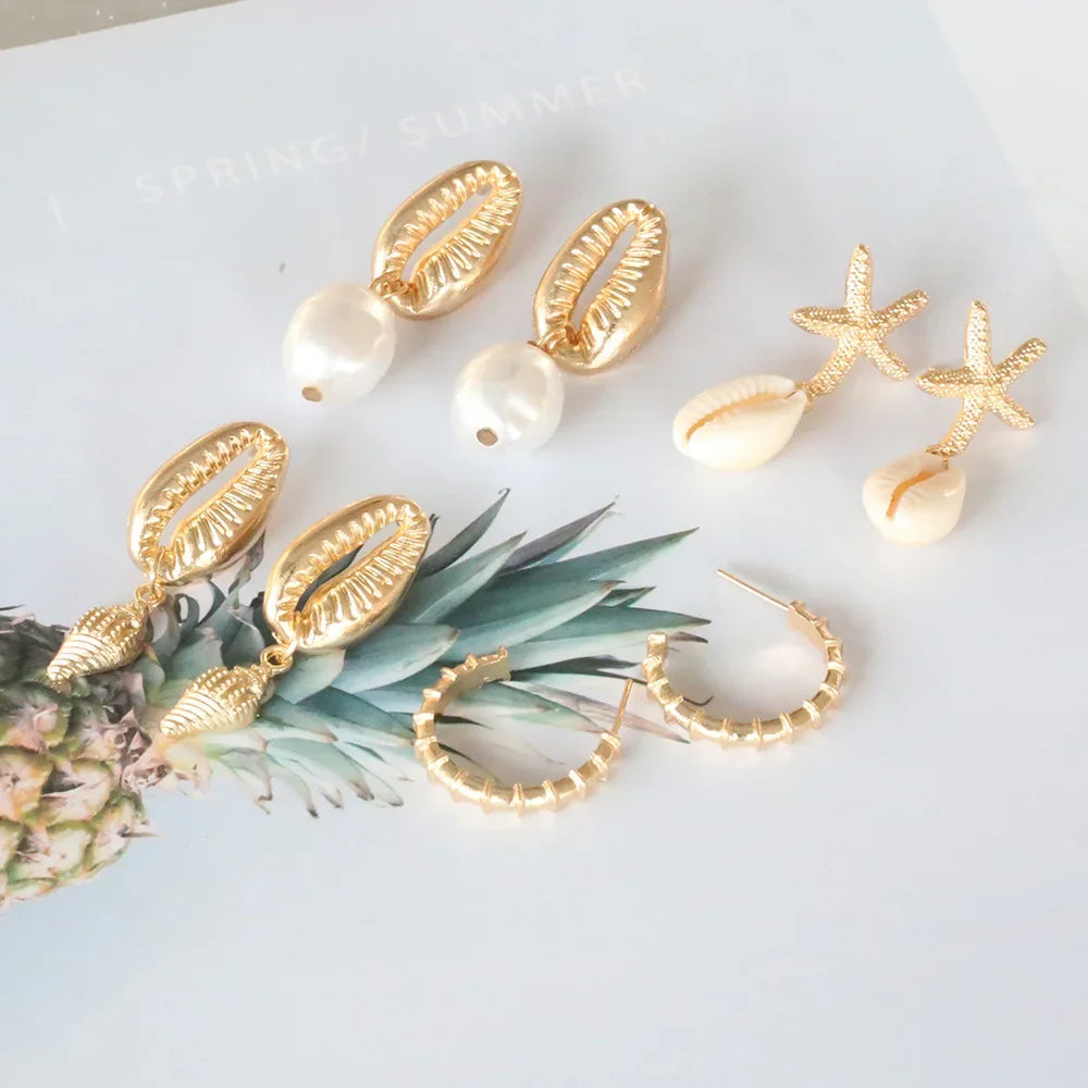 Shell & Pearl Earring Set