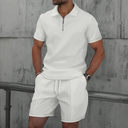 Waffle Zip-Up Polo