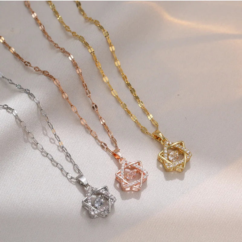 Colar Judaico Magen Estrela de David Prata Mulheres Cristal Israel Joalharia Judaica Hebraica Aço Inoxidável Hanukkah Pendentes