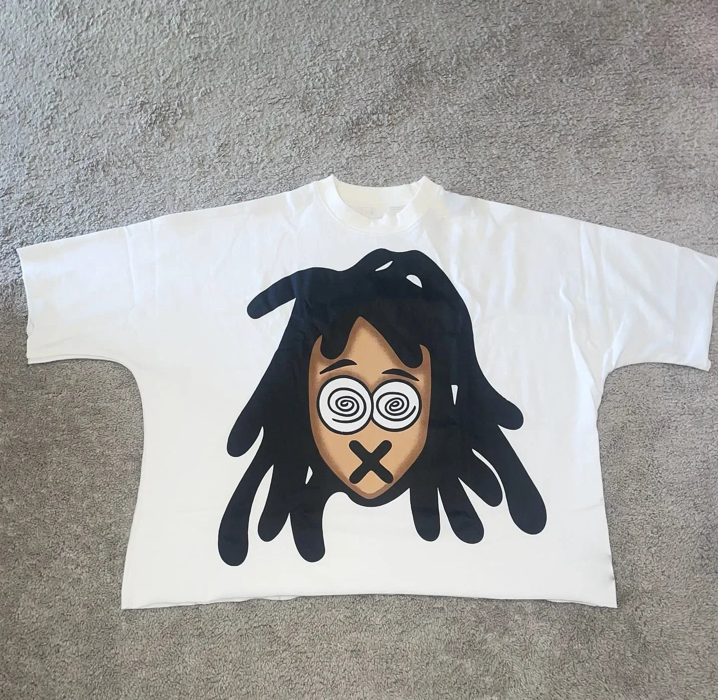 T-shirt de Algodão Solta de Moda Masculina Hip-hop de Rua com Gráficos T-shirts de Streetwear Harajuku Unissexo, Desenho Animado Americano Chique