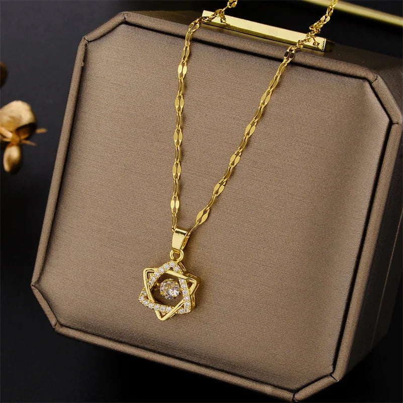 Colar Judaico Magen Estrela de David Prata Mulheres Cristal Israel Joalharia Judaica Hebraica Aço Inoxidável Hanukkah Pendentes