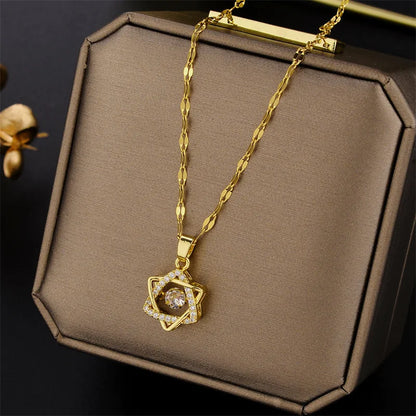 Collier en argent sterling avec pendentif étoile de David, pour femme, avec cristaux mobiles, bijoux hébraïques israéliens, en acier inoxydable, pendentifs Hanouka